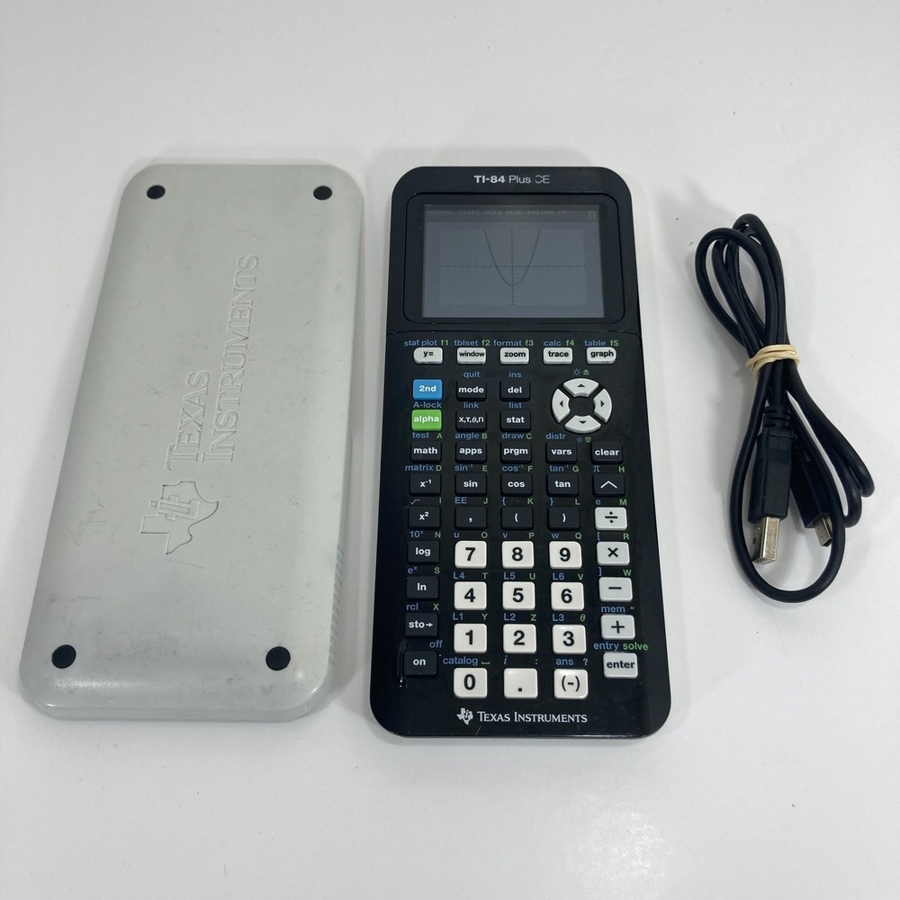 Texas Instruments TI-84 Plus CE Graphing Calculator With Cover, Cable - TESTED
